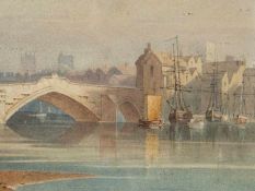 Pyne Henry, 1769 - 1843."Ouse Bridge York". Zugeschrieben. Aquarell, Passepartout hinter Glas. H: 13