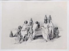 Roberts, David. 1769 - 1864 England.Nubian Women at Korti, on the Nile. Lithografie. Passepartout