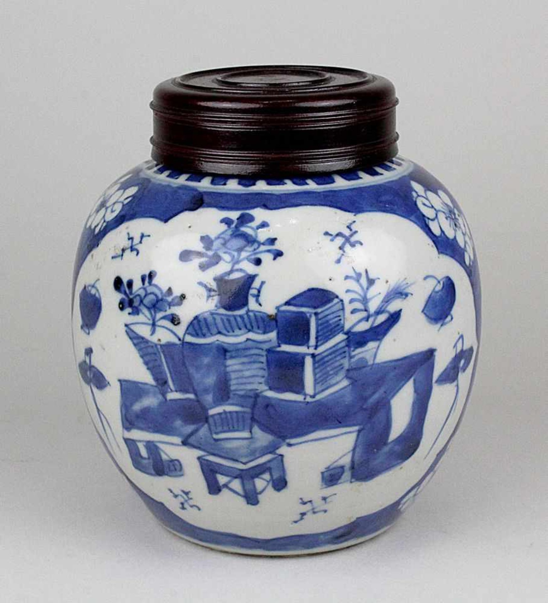 Schultertopf,China Kangxi 1654 - 1722. Porzellan mit hellblauem Scherben, unterglasur blau bemalt - Image 3 of 5