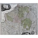 Karte von Belgien, Germaniae inferioris sive Belgii ..., kolorierte Kupferstichkarte von Matthäus