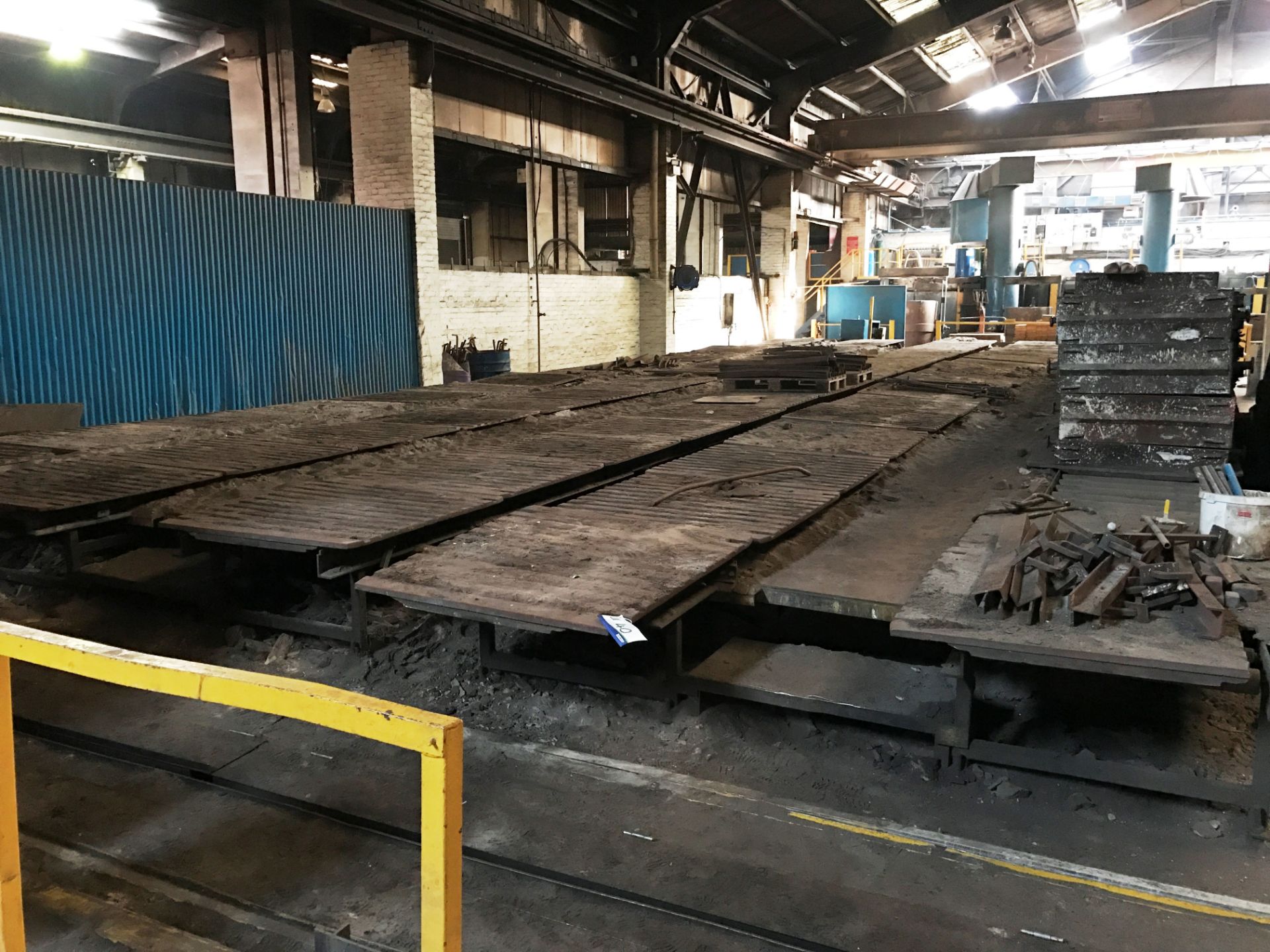 Five Heavy Cast Mould Cooling Conveyors c/w Steel