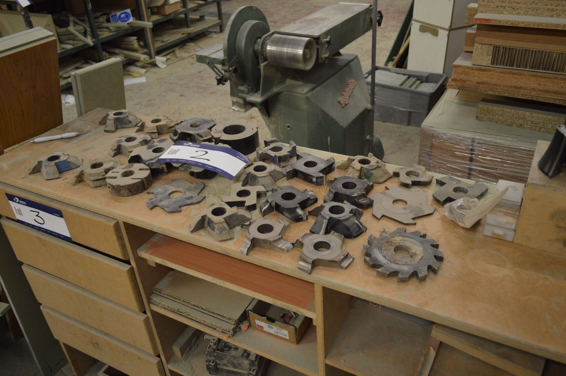 Assorted Moulder Blocks, as set out on top of bench lot located at Vale Mill, Micklehurst Road,