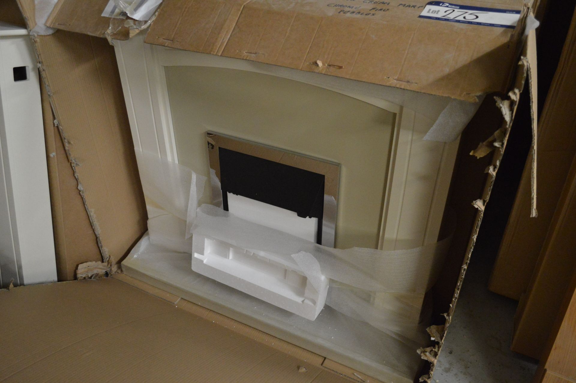 48in Fireplace Electric Fire Heater Cream Surround Marfil BA (lot located at Unit 3 Glover Centre,