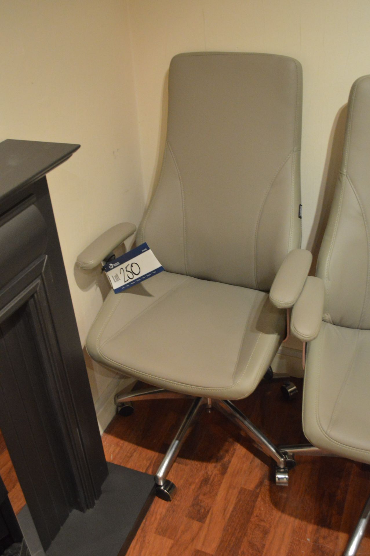 One Staples Grey Leatherette Upholstered Swivel Armchair (lot located at Unit 3 Glover Centre,