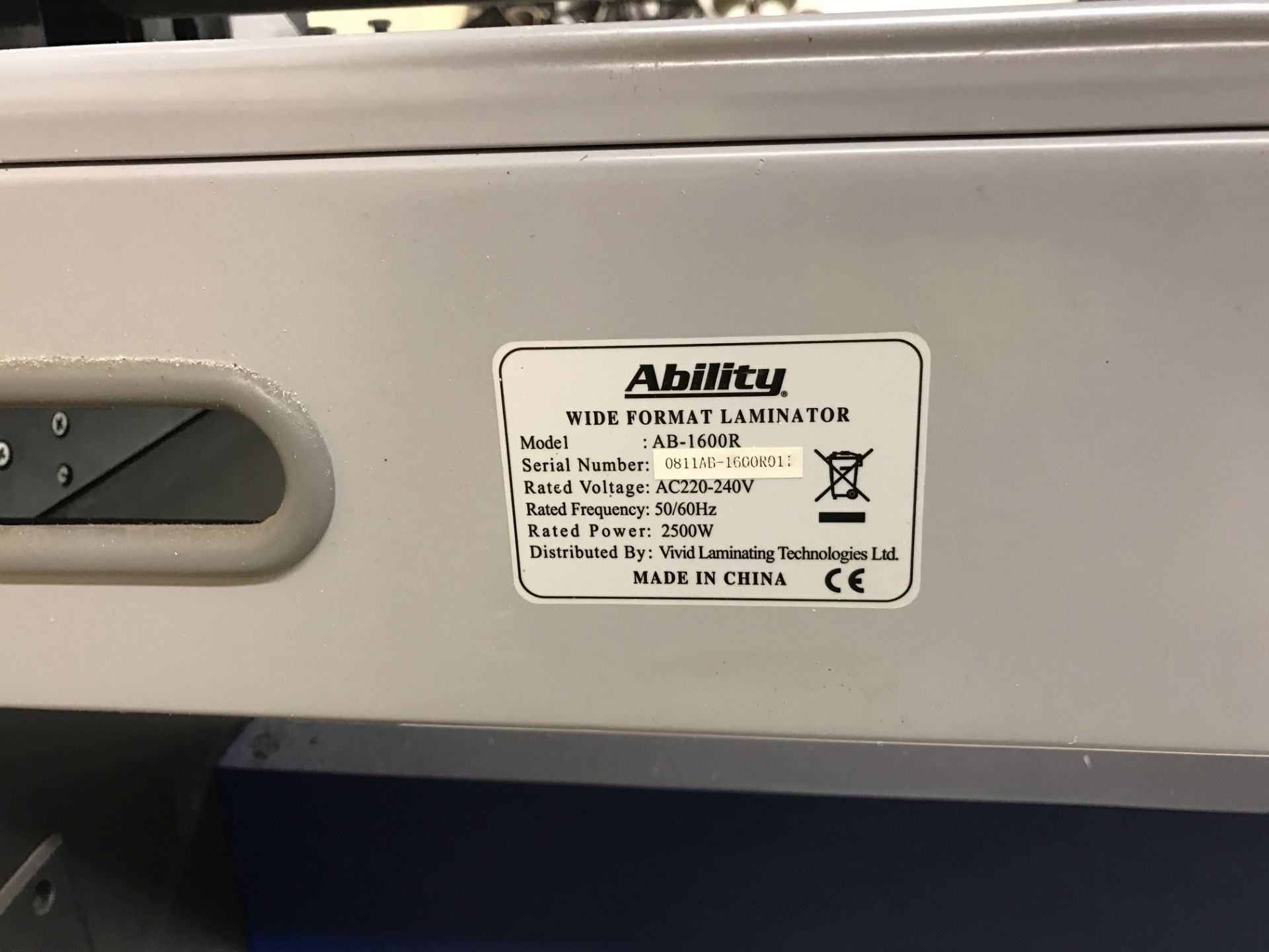 Ability Format Laminator, Model: AB-1600R, Serial - Image 3 of 3
