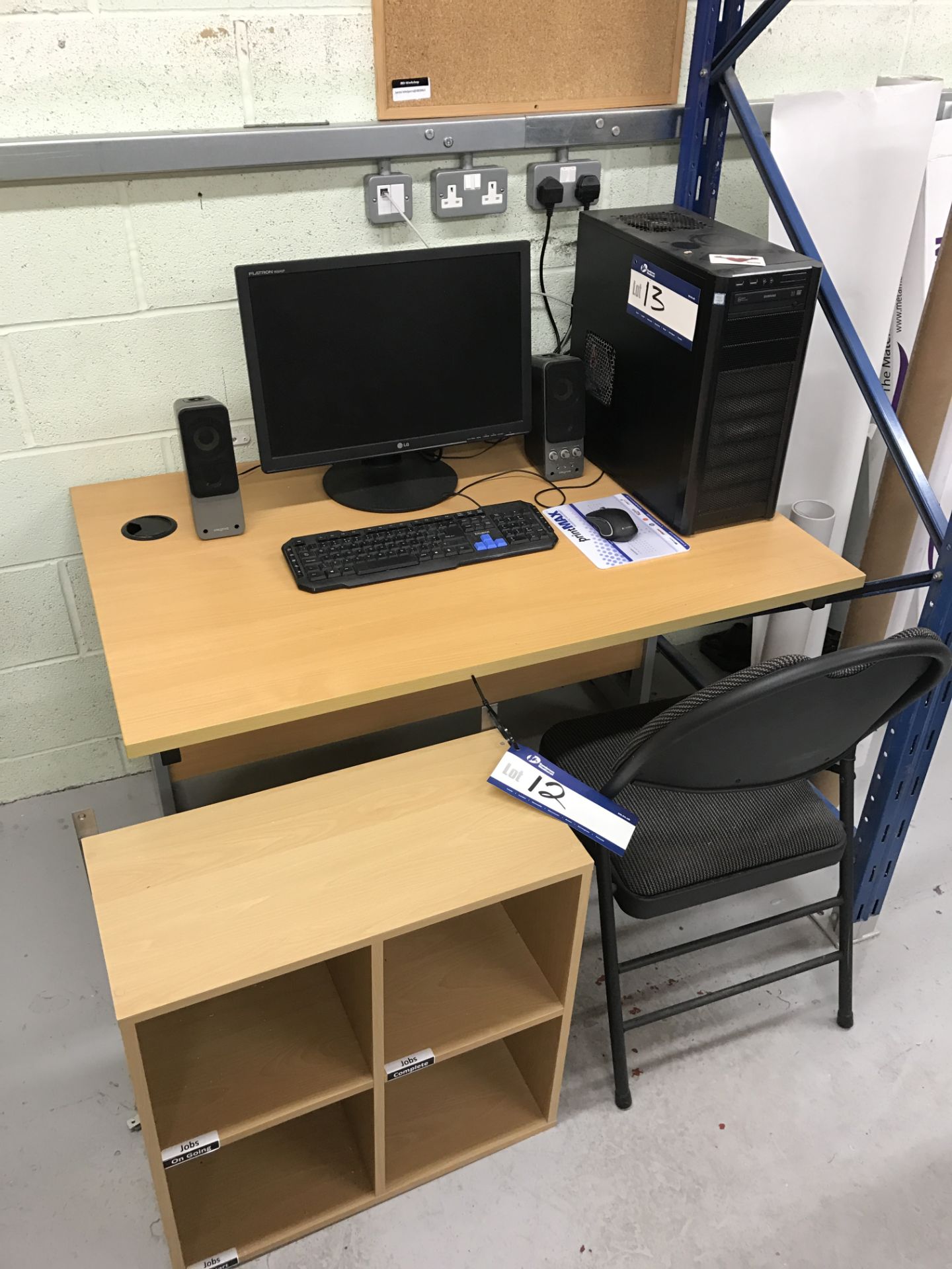 Light Oak Veneered Desk c/w Light Oak Veneered Boo