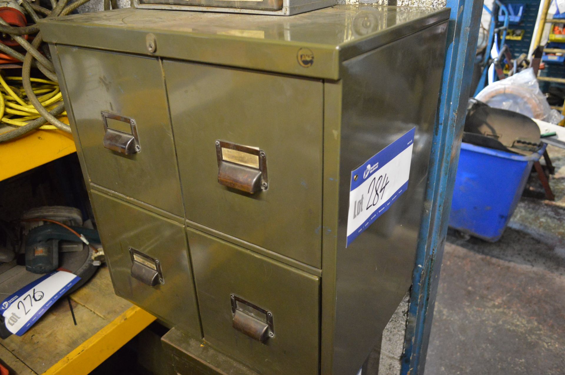 Four Drawer Steel Cabinet with contents