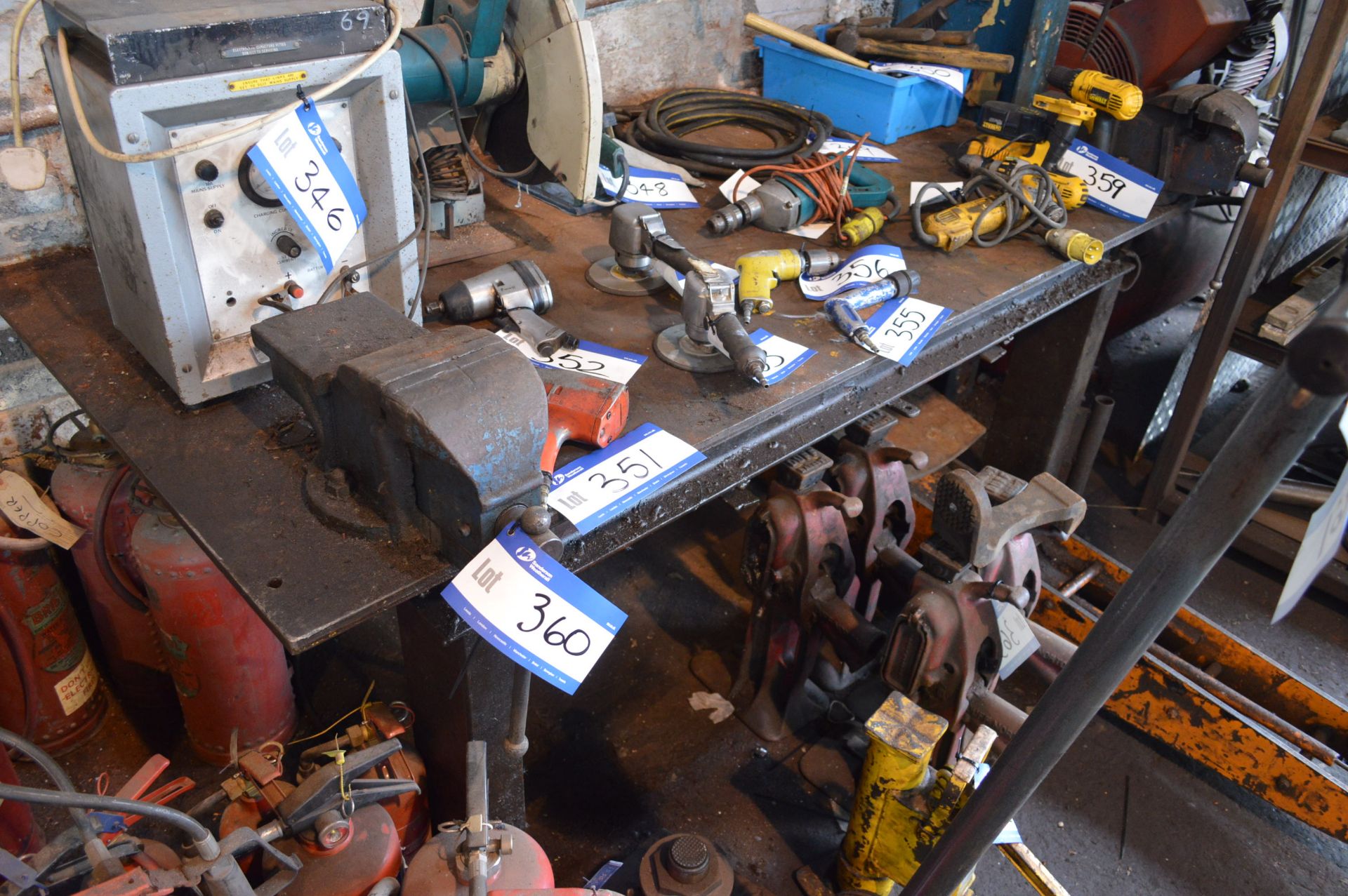 Steel Bench, fitted to engineer’s bench vices (reserve removal until contents cleared)