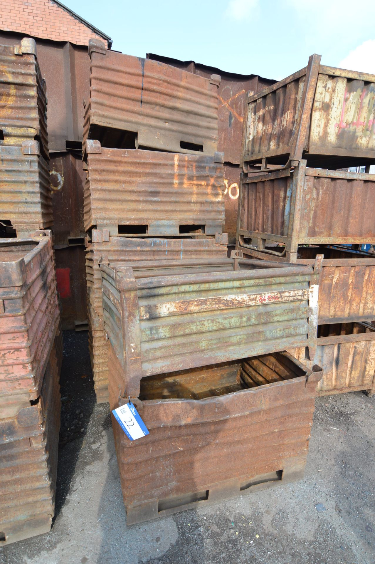 Six Stacking Steel Box Pallets, each approx. 1.2m x 1m x 600mm deep, each box marked Ford