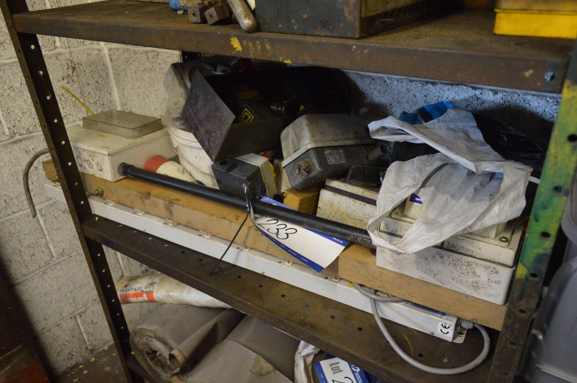 Assorted Electrical Equipment, on one shelf of rack