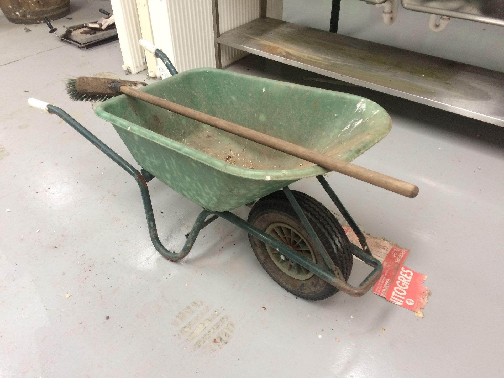 Wheelbarrow and Various Tools as lotted (Located a