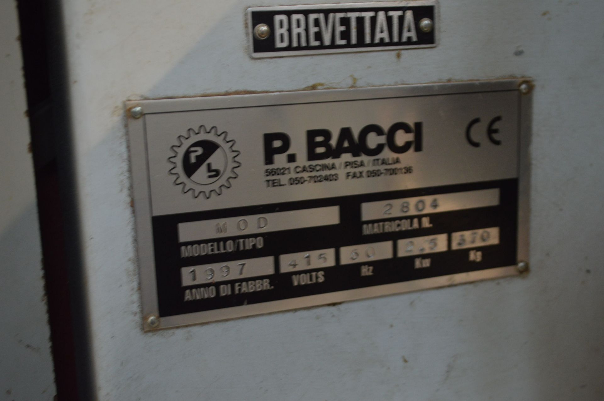 Bacci MOD TWIN SLOT MORTICE PROFILING MACHINE, serial no. 3723, year of manufacture 2006, with - Image 7 of 7