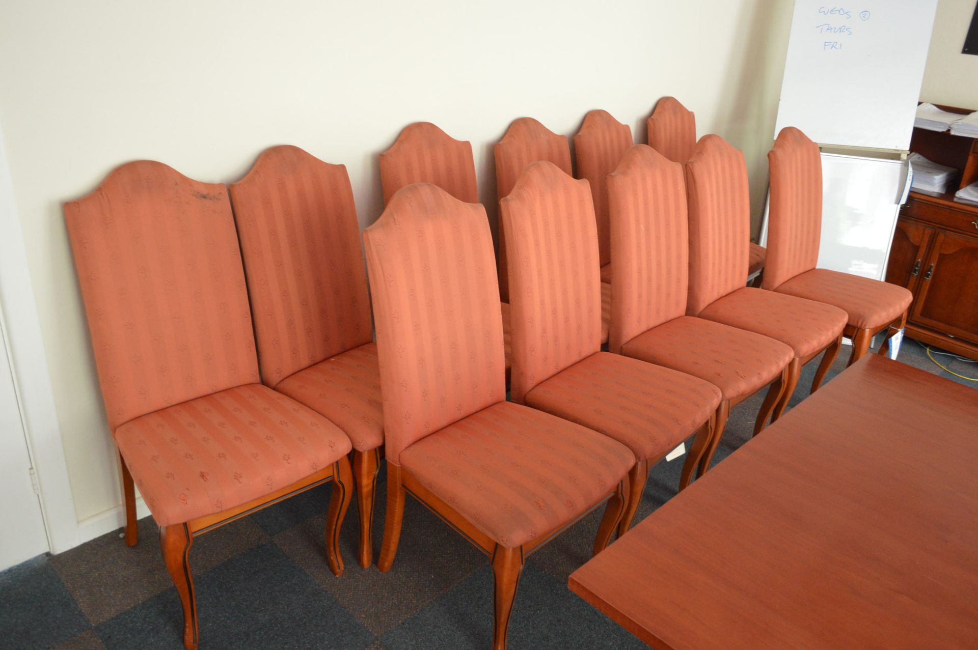 11 Fabric Upholstered Wood Frame Stand Chairs - Image 2 of 2