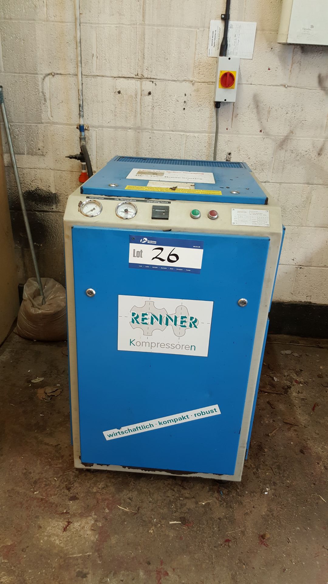 Renner Type RS11 Air Compressor, Serial Number: 4893, Year: 2002, Pressure 7.5bar, Motor 11kw (