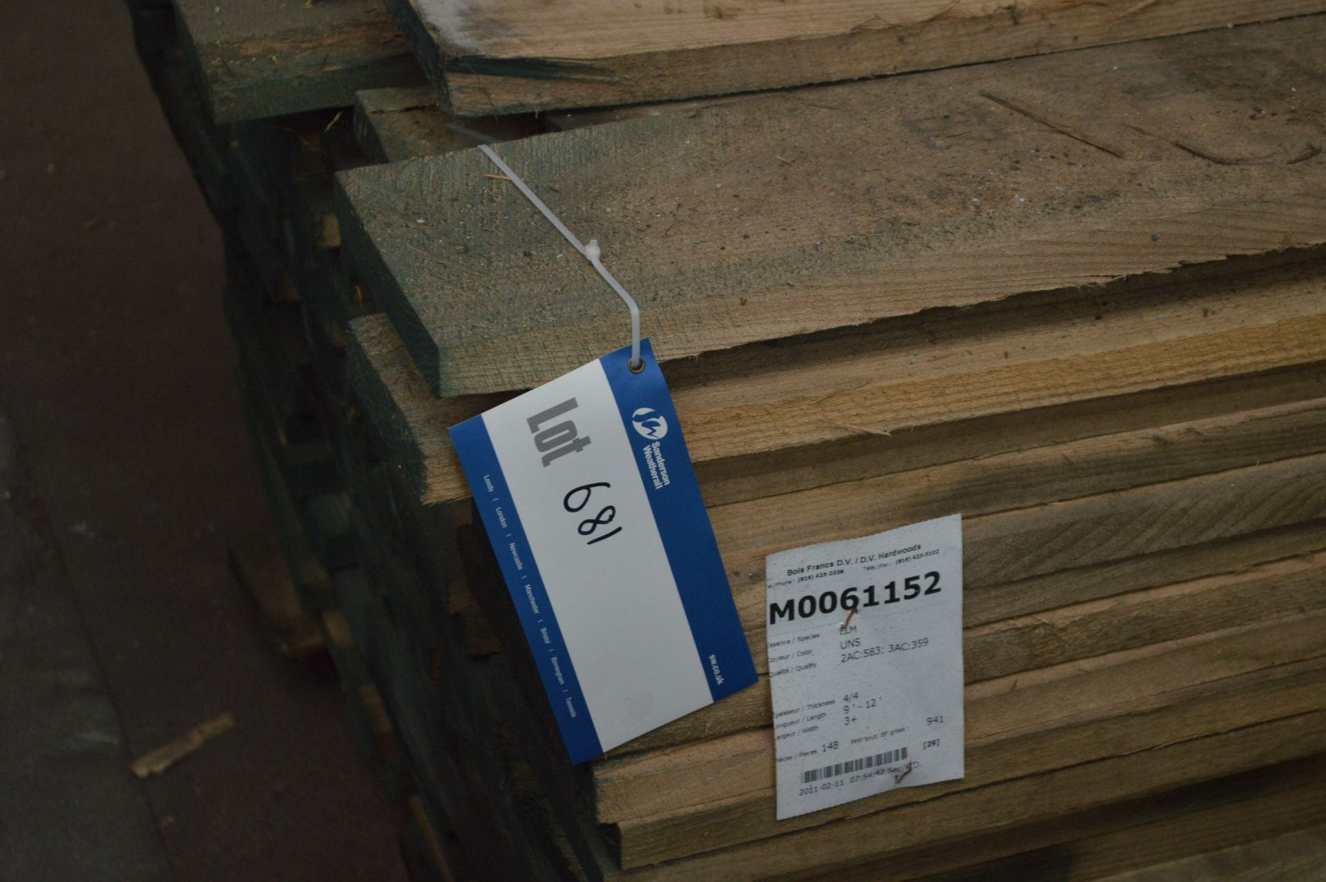 ROUGH SAWN ELM, (in one stack), each length approx. 9-12ft long