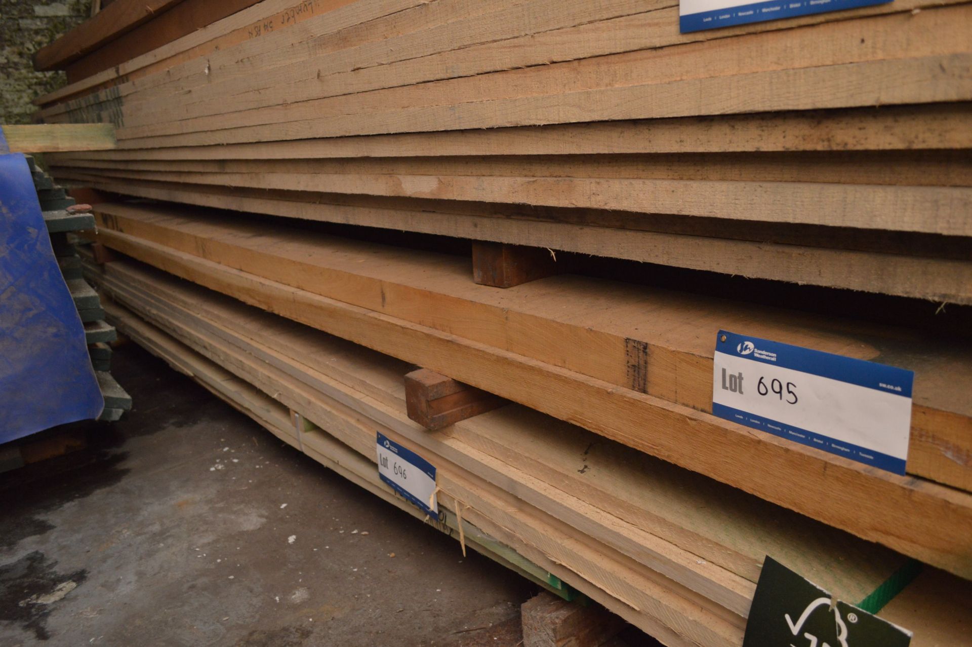 Rough Sawn Timber (understood to be oak), (top bundle of stack), each length up to approx. 16ft long
