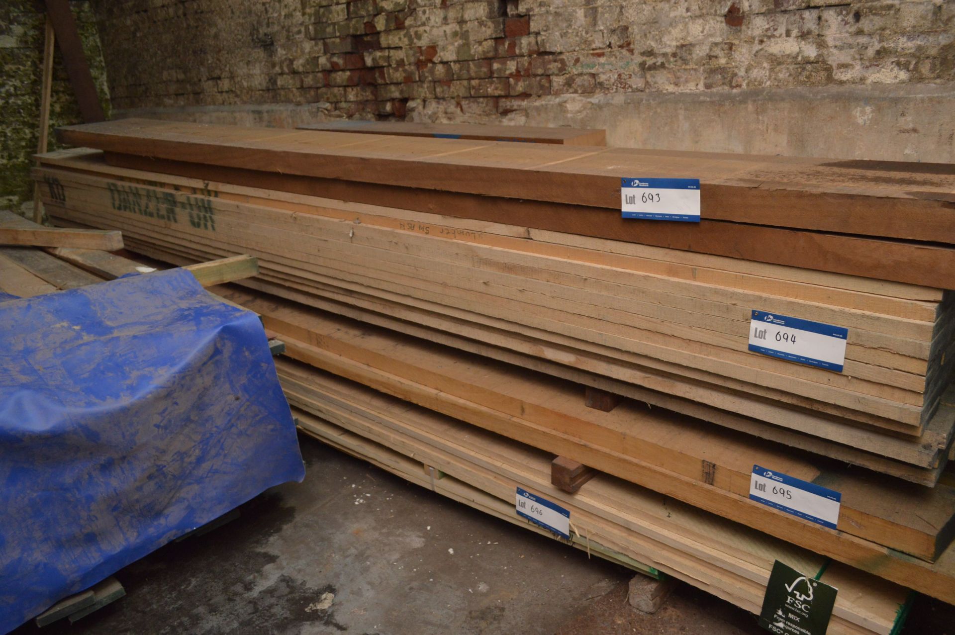 Rough Sawn Timber (understood to be poplar & ash), (top bundle of stack), each length up to, approx.