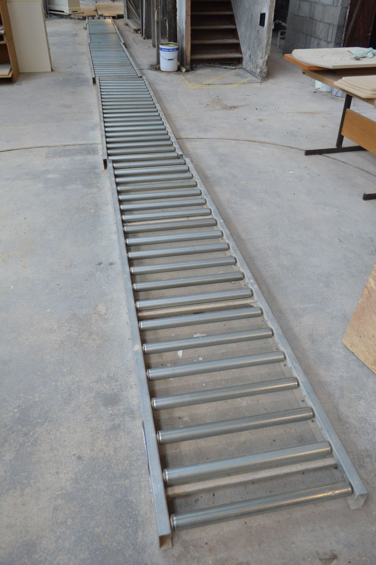 Approx. 13.5m x 600mm Roller Conveyoring (in five sections), including roller ball section