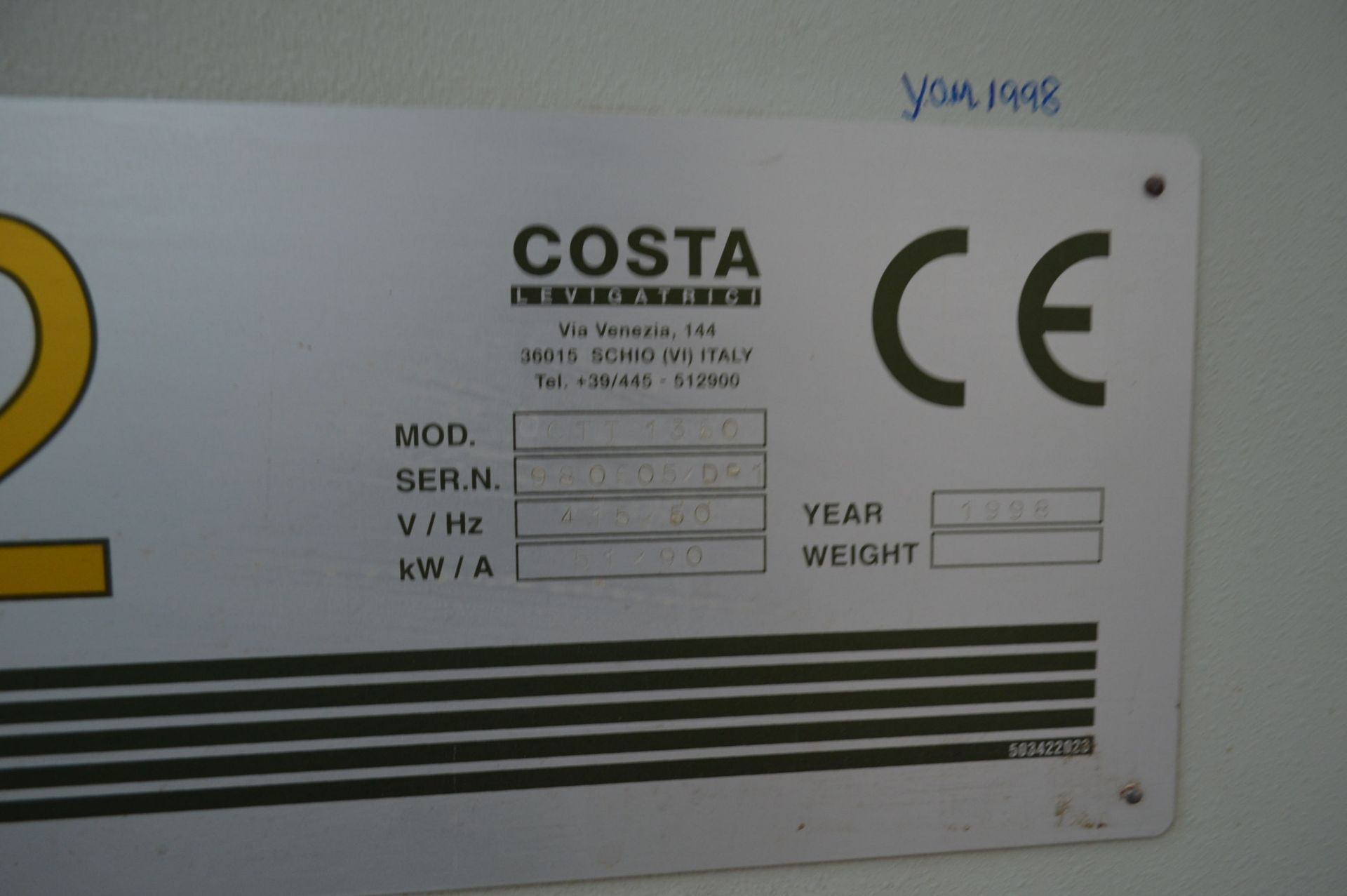 Costa S2/ CTT 1350MM WIDE BELT SANDING MACHINE, se - Image 12 of 14