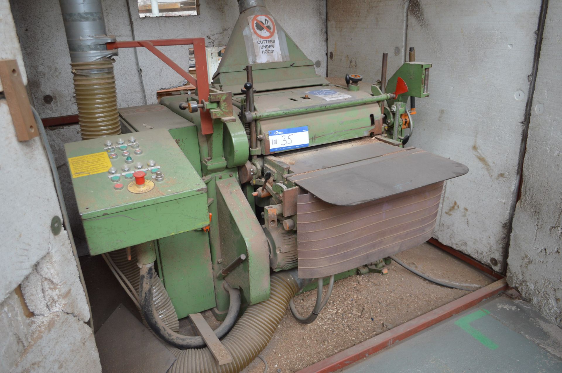 Kuper Muhle HEAVY DUTY THICKNESSING MACHINE, serial no. 10320, 500mm wide in acoustic housing,