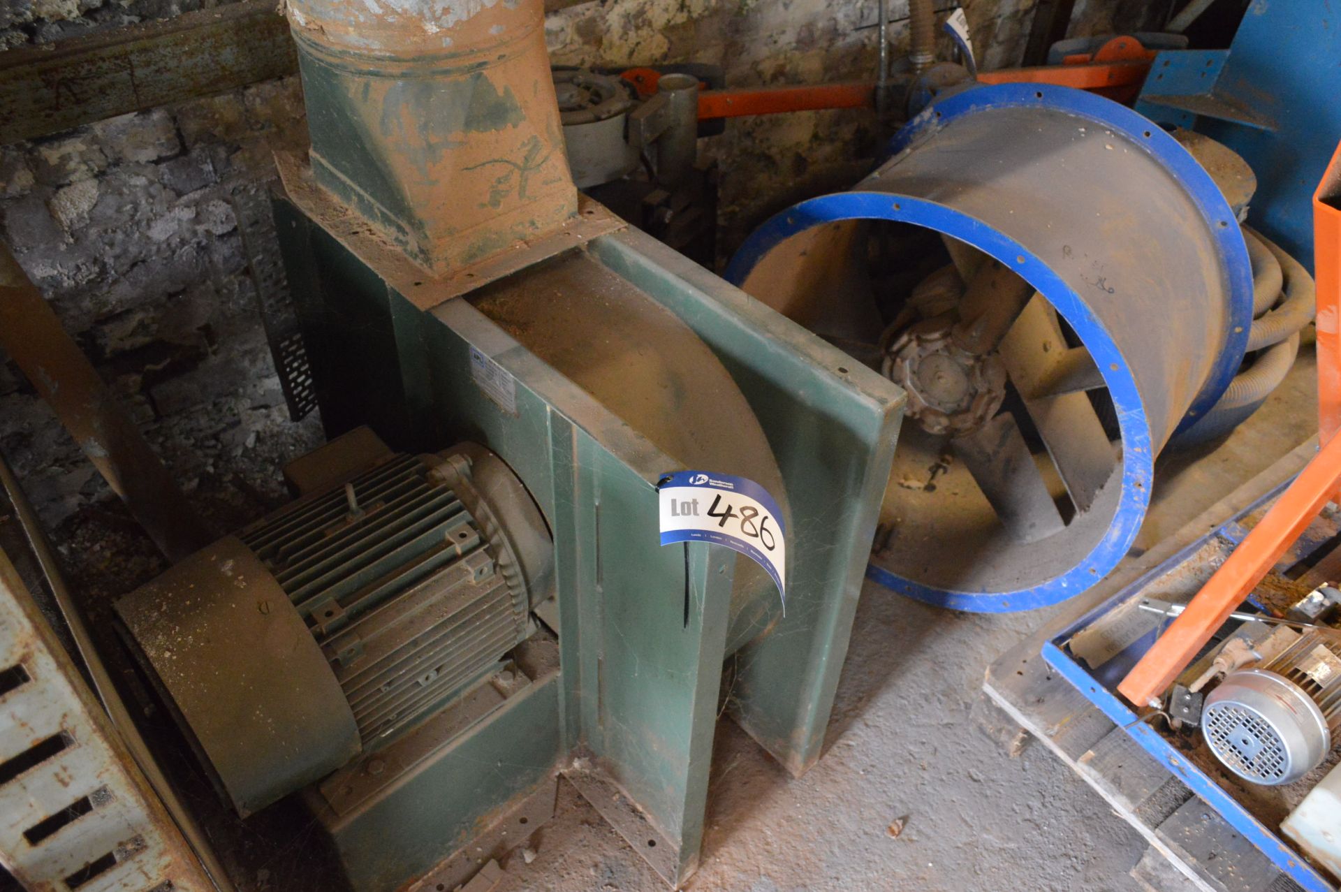 Steel Cased Centrifugal Fan, with electric motor drive with axial flow fan