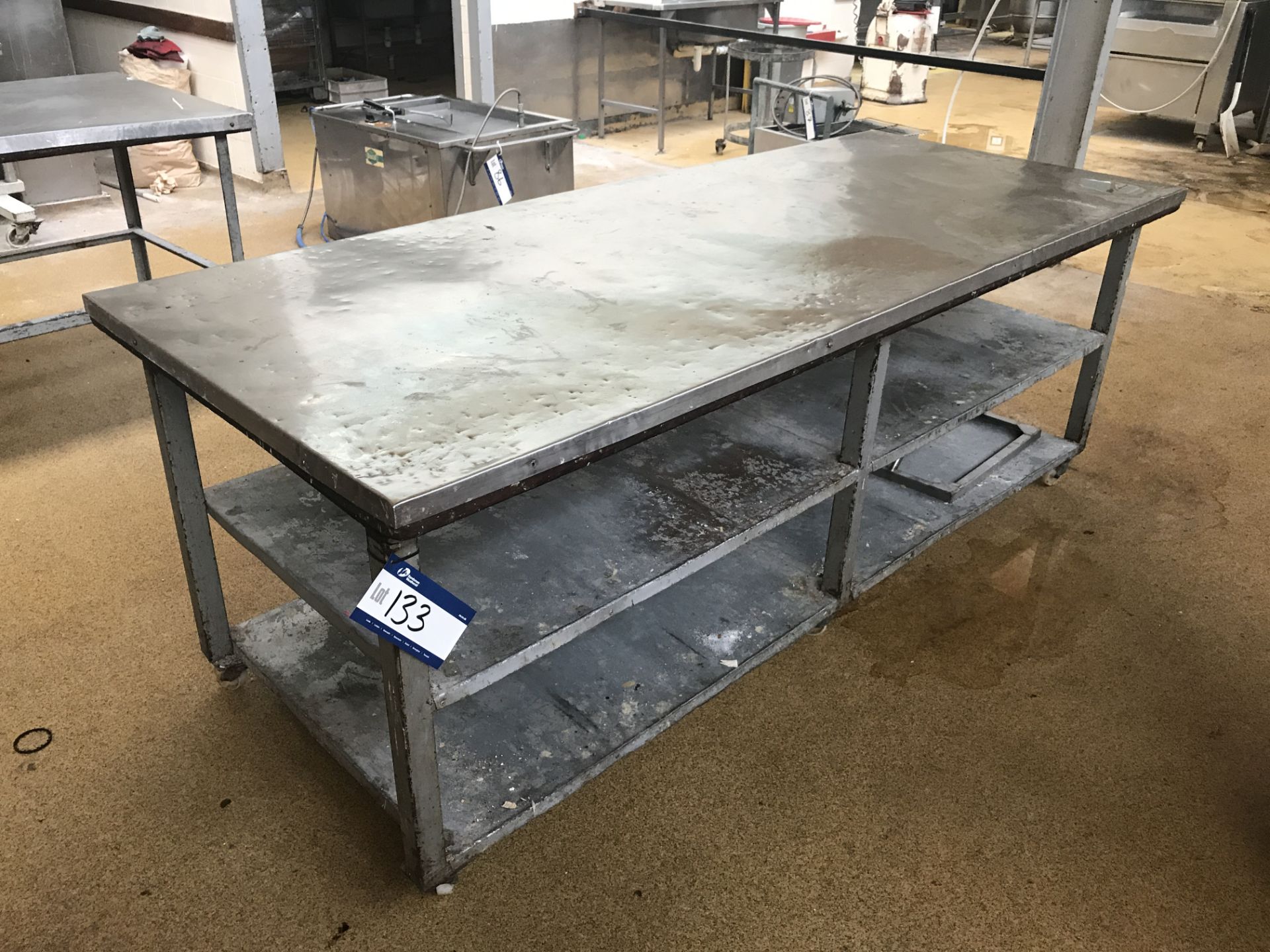 Mobile Metal Framed Preparation Table with Stainle