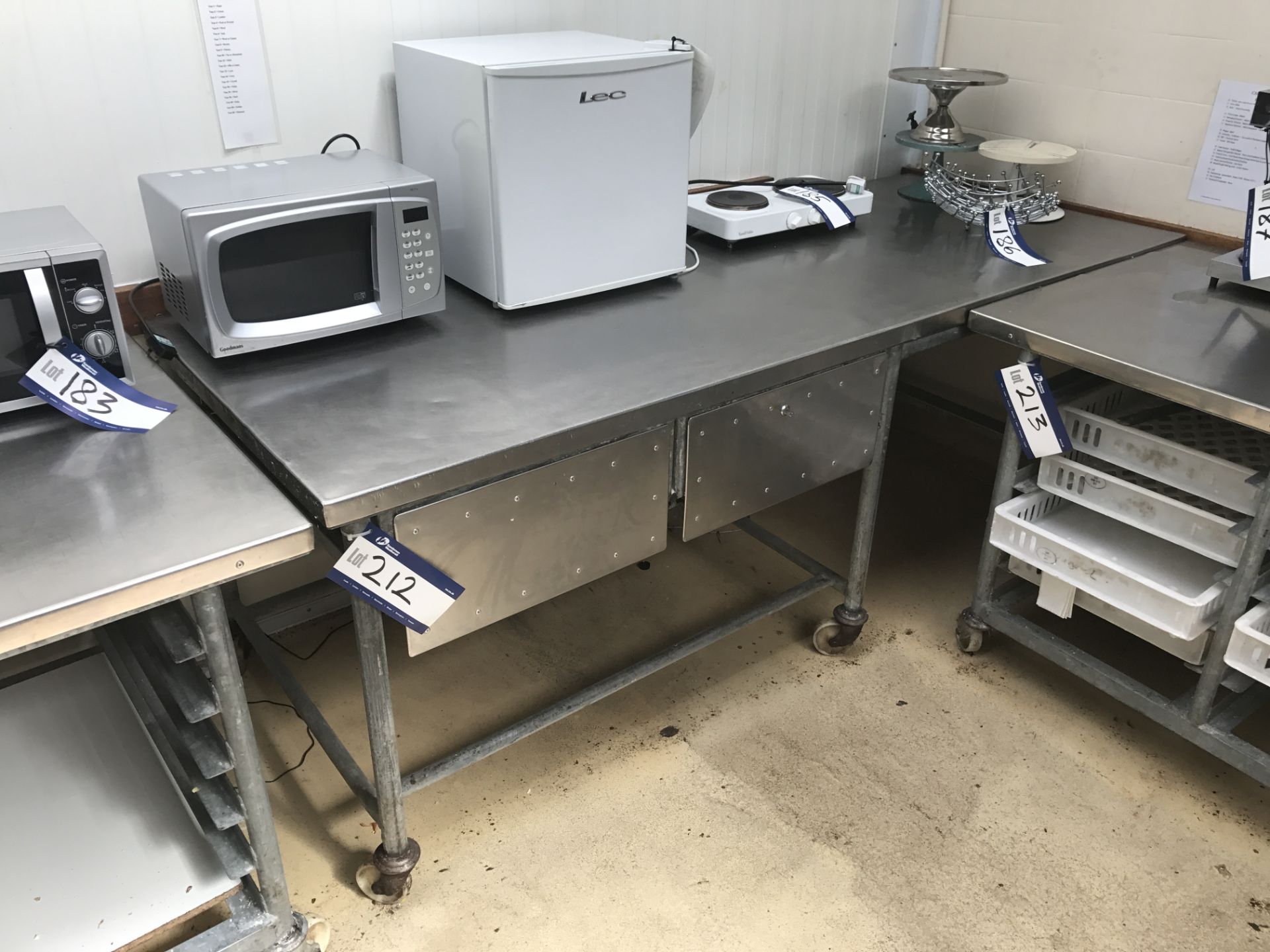 Mobile Metal Framed Preparation Table with Stainle