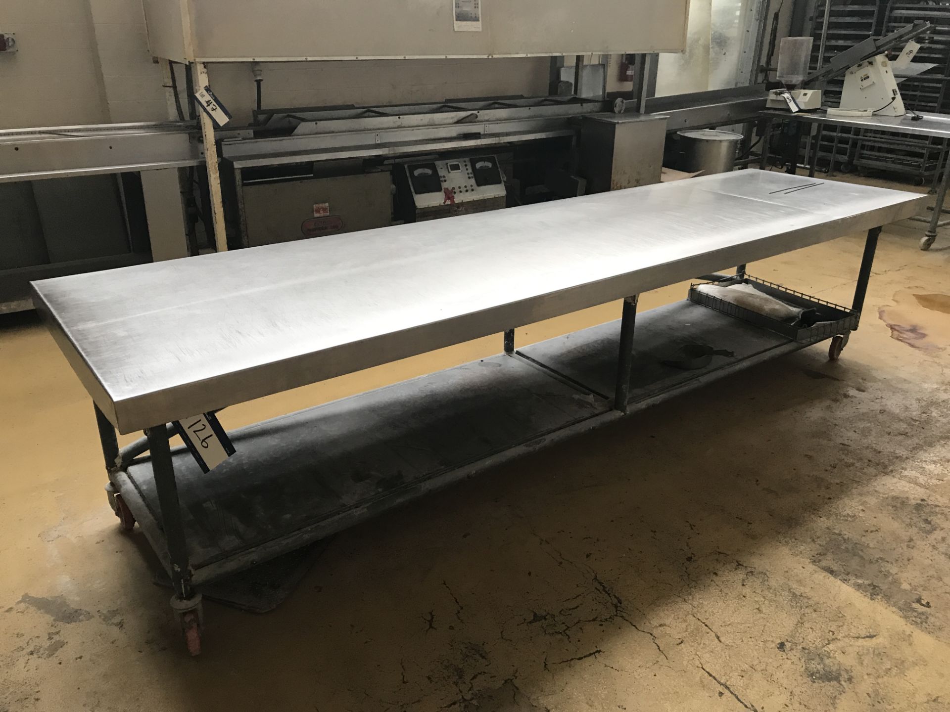 Large Metal Framed Mobile Preparation Table with S