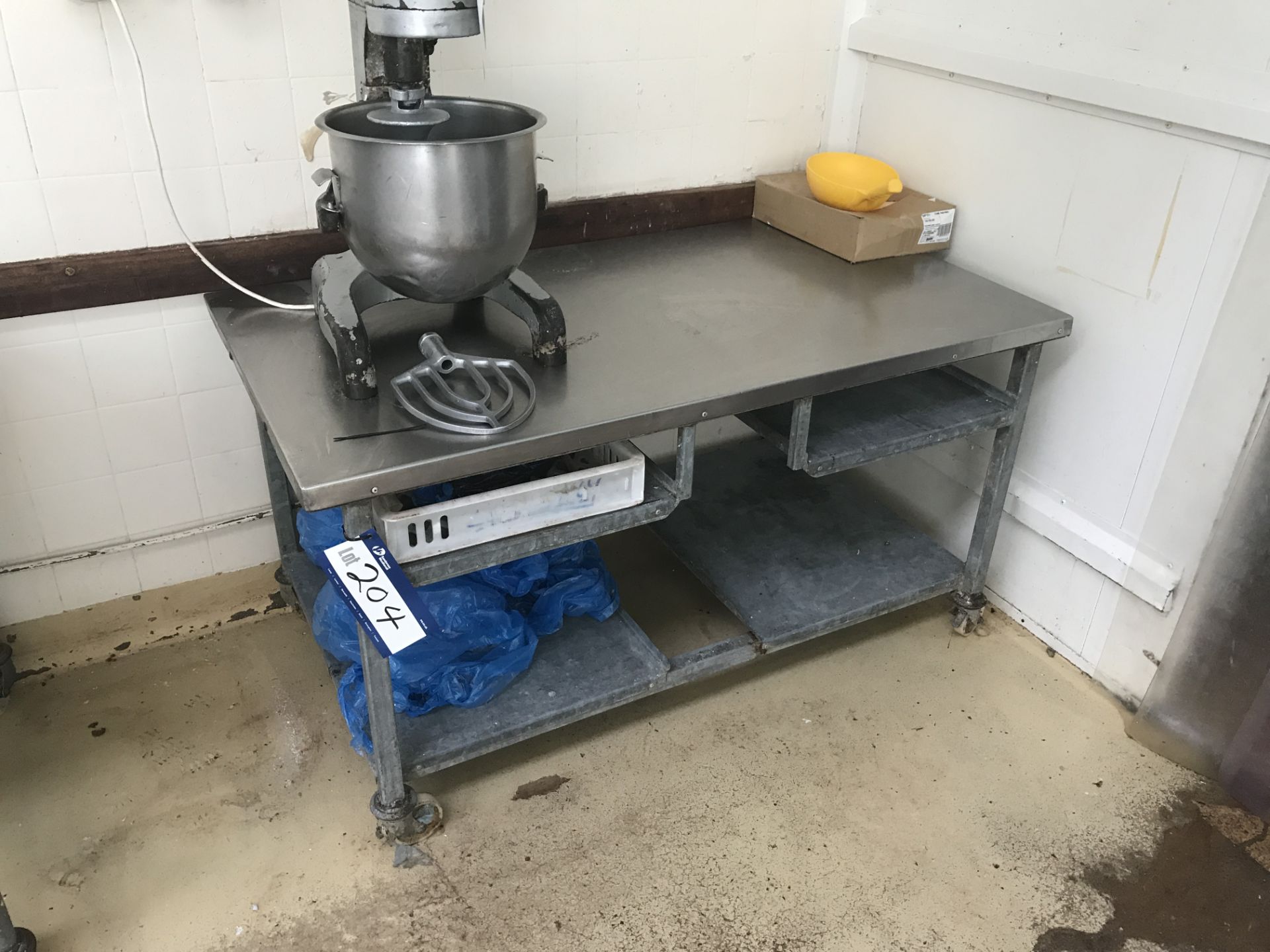 Mobile Metal Framed Preparation Table with Stainle