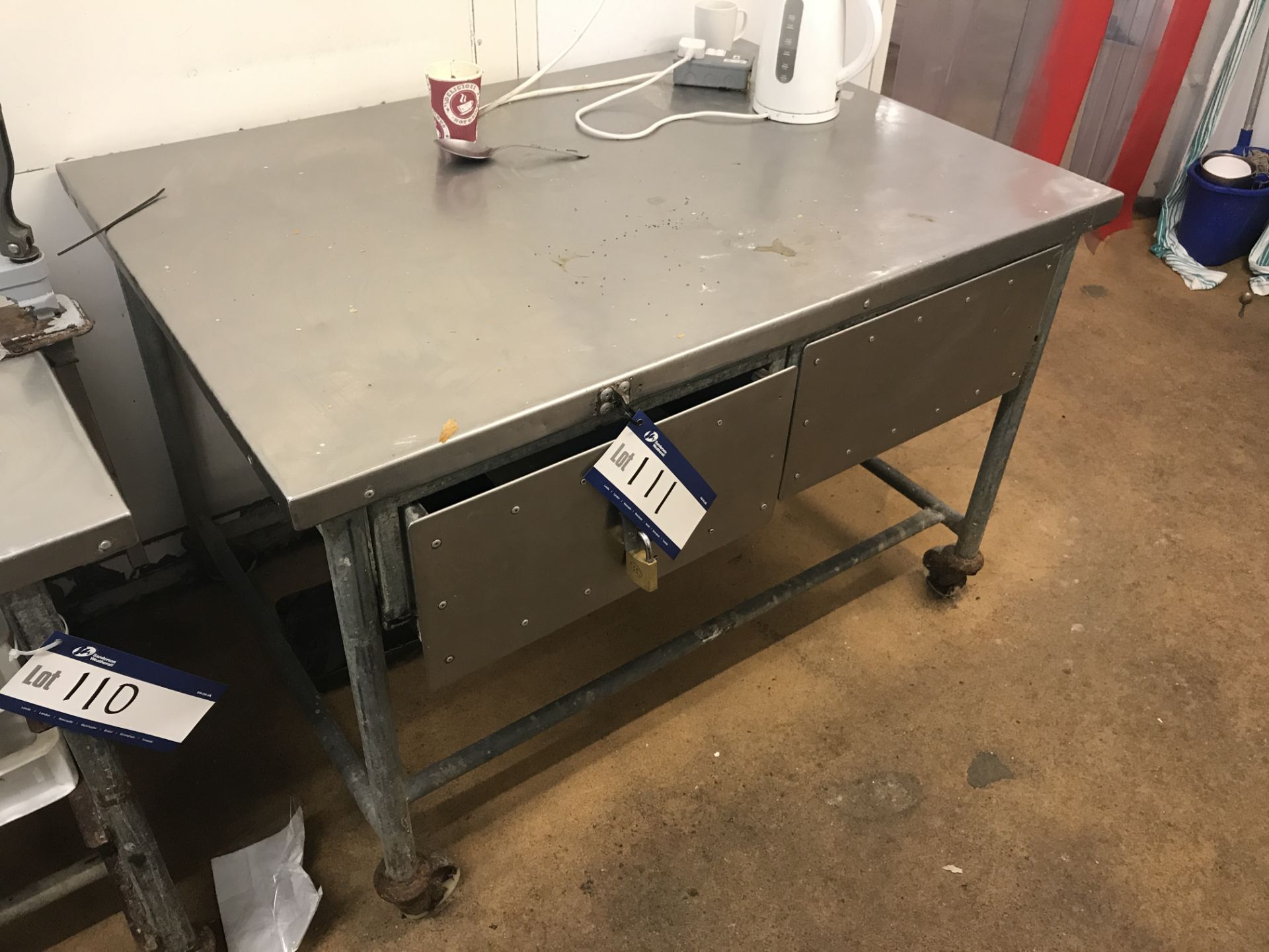 Mobile Metal Framed Preparation Table with Stainle