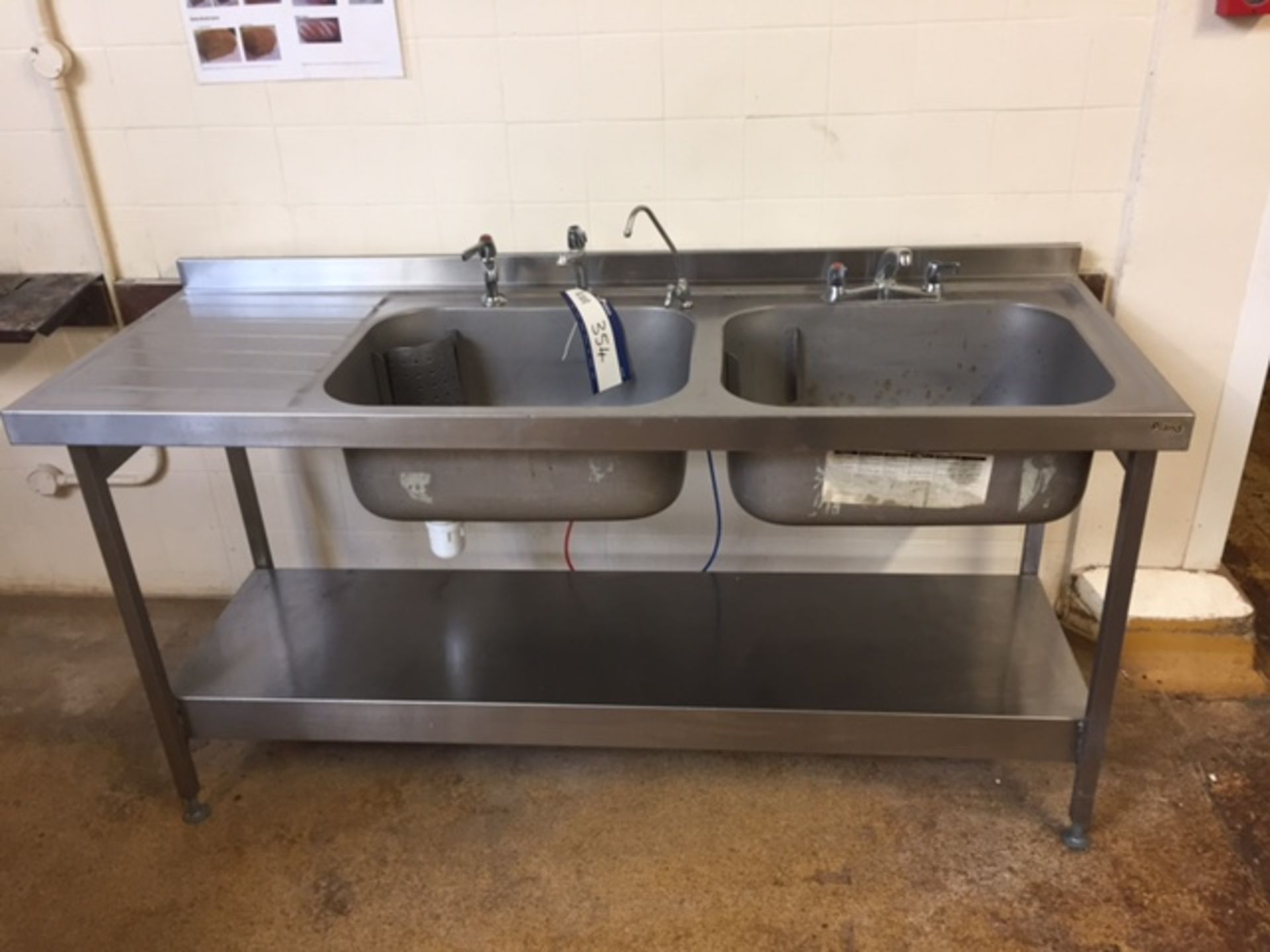 Stainless Steel Double Sink & Drainer, Hot & Cold - Image 2 of 2