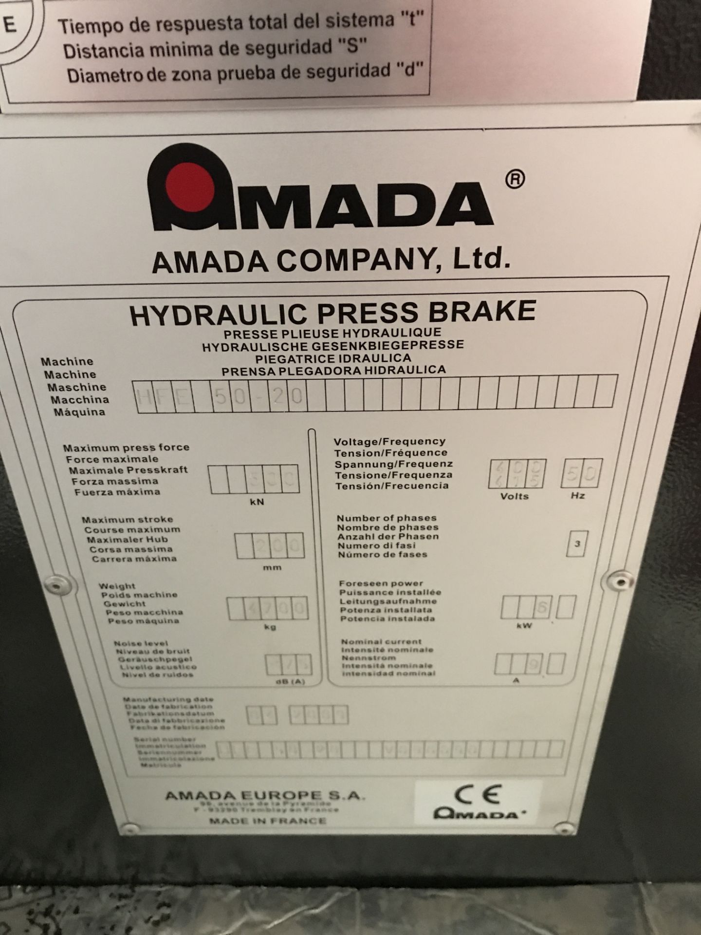 Amada HFE 50.20 2m CNC Hydraulic Press Brake, 7 Ax - Image 7 of 7