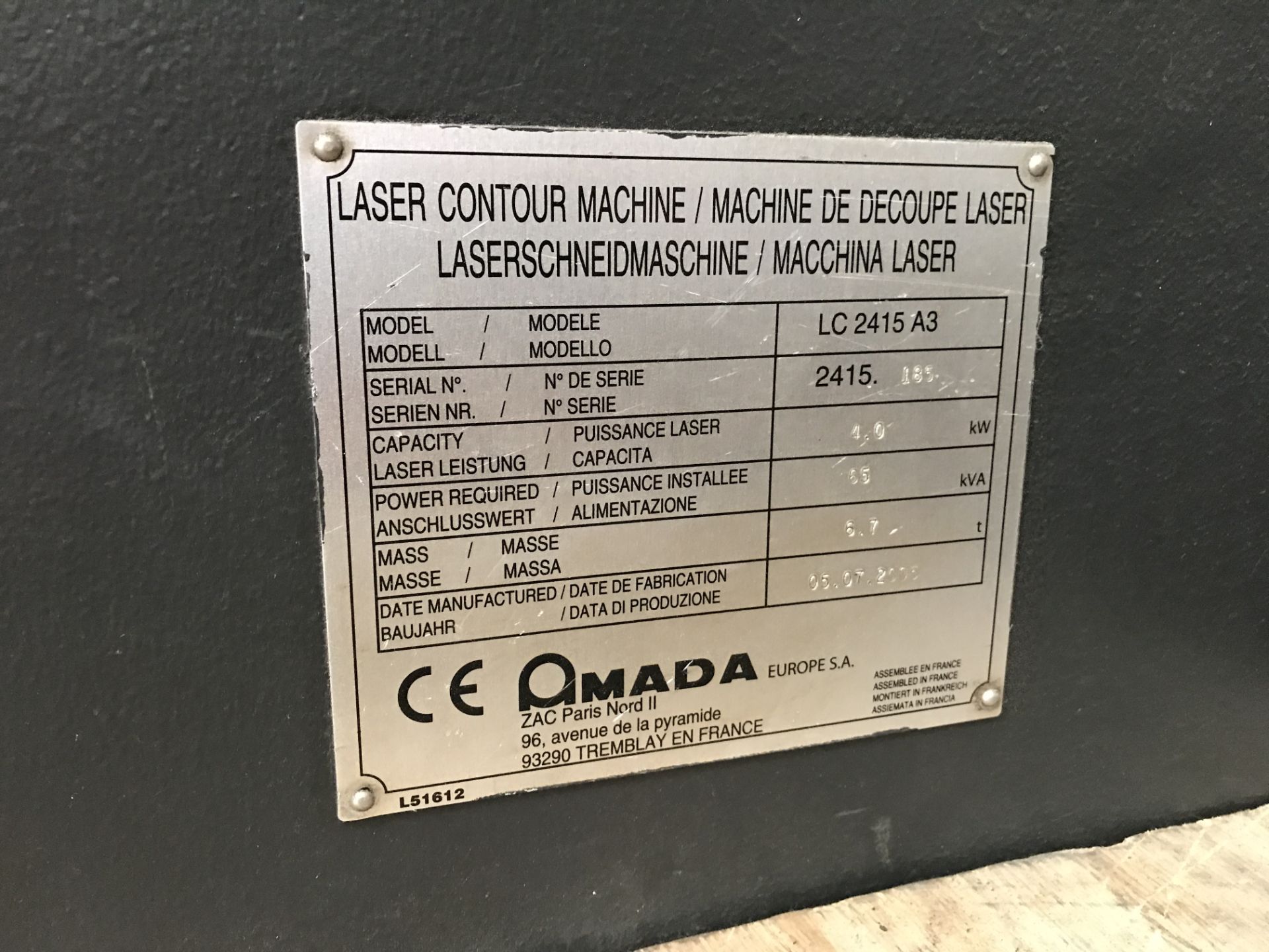 Amada C4000 Lasmac LC-2415 CX III CNC Laser Machin - Image 7 of 9