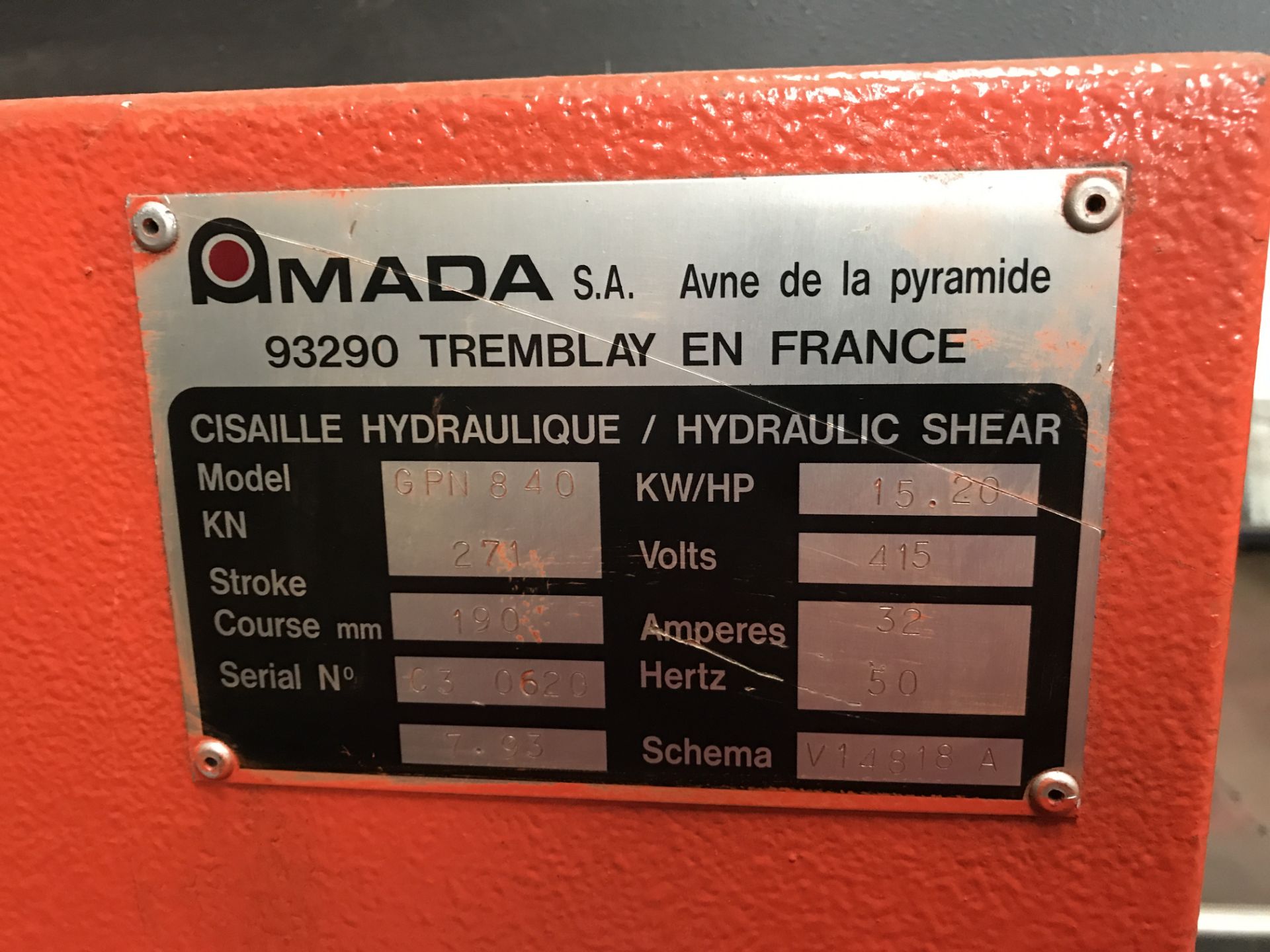 Amada Promecam GPN 840 4m Hydraulic Guillotine, Mo - Image 5 of 5