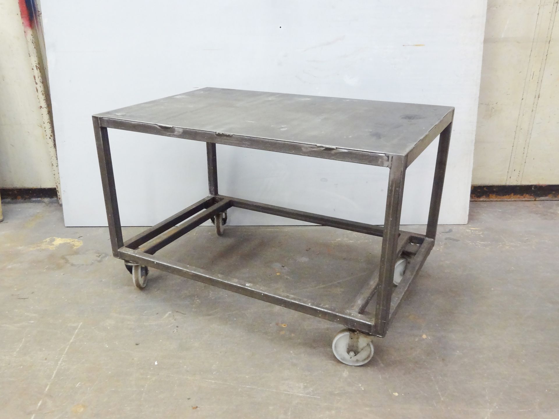 Two Heavy Duty Work Trolleys, approx. 1.25m x 800mm (no base shelf)