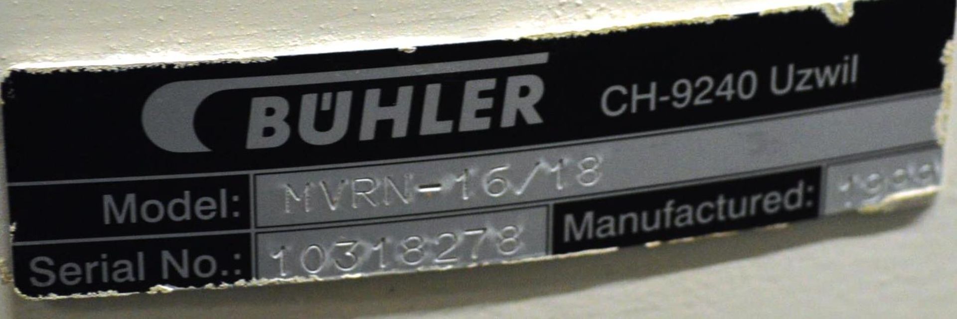 **Buhler MVRN-16/18 Dust Collection Unit, serial no. 10318278, with rotary extractor, rotary seal, - Image 3 of 3