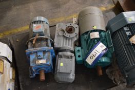 Three Electric Motors, on pallet, (one geared) (note - this lot is situated at ICKLEFORD MILL, SG5