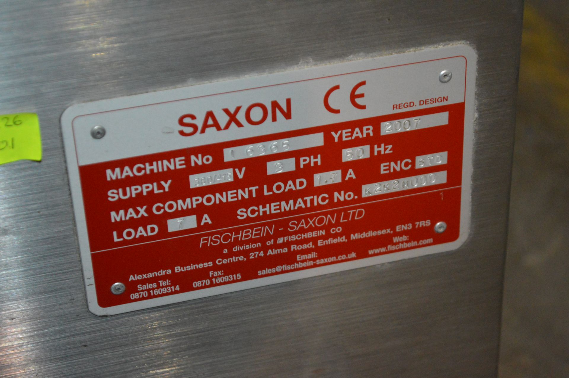 Fischbein-Saxon SH2000 HOT AIR SACK SEALER, machine no. 16365, year of manufacture 2007 (note - this - Image 3 of 3