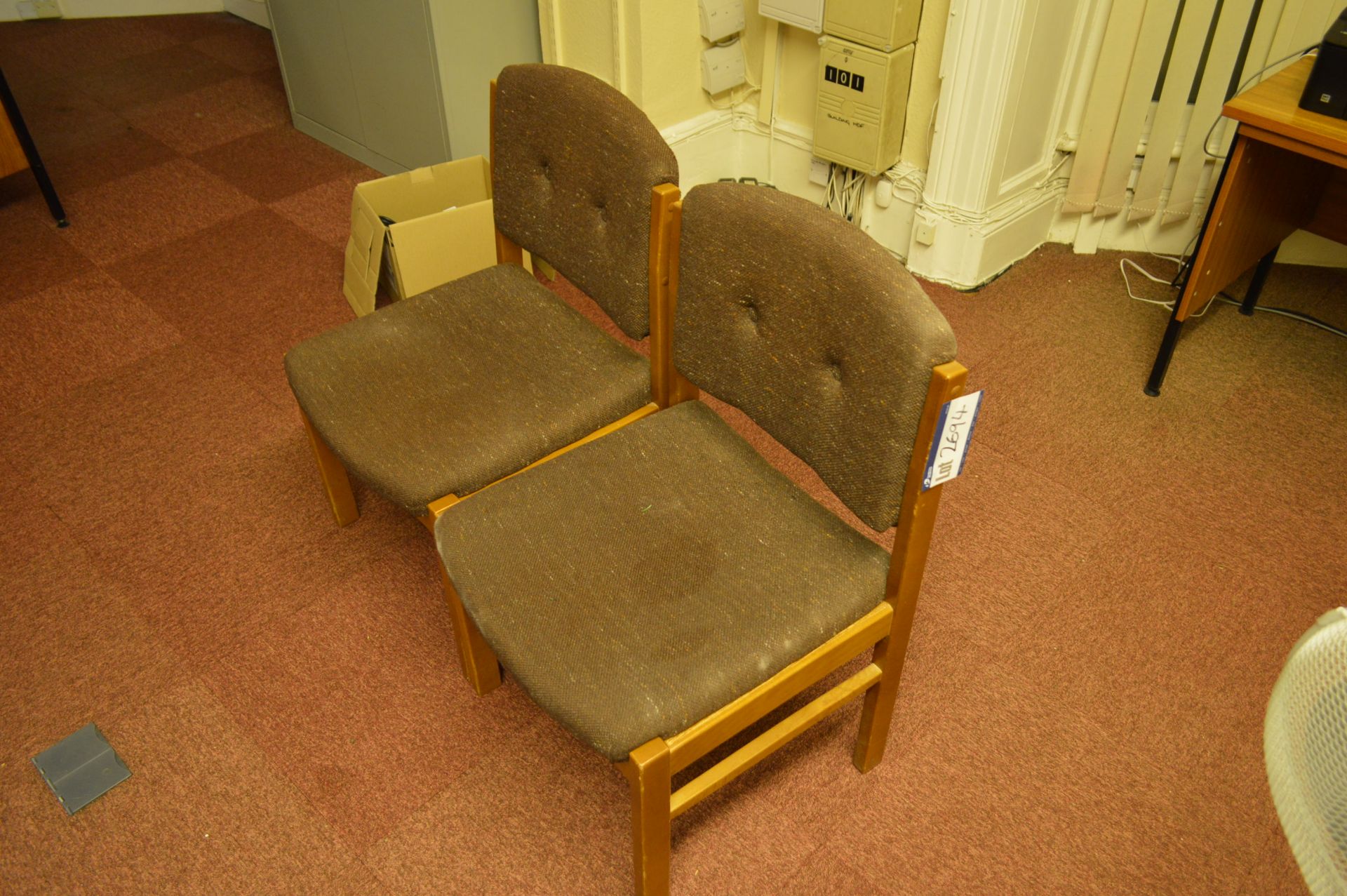 Two Fabric Upholstered Wood Framed Stand Chairs (note - this lot is situated at WHITLEY BRIDGE, DN14