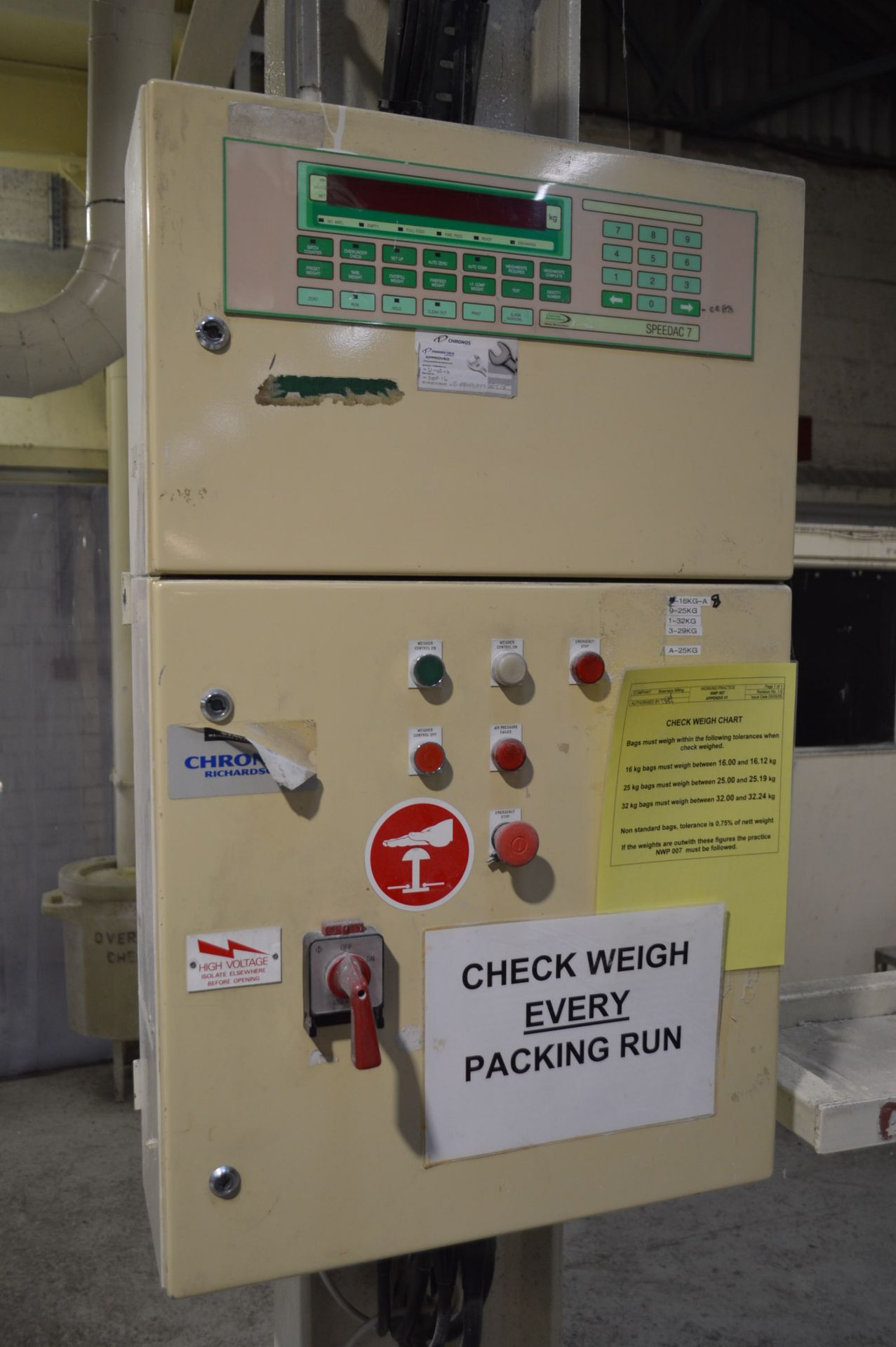Chronos Richardson 35KG CAPACITY LOAD CELL SACK WEIGHER, serial no. UK27988-88 with fast/slow - Image 4 of 6