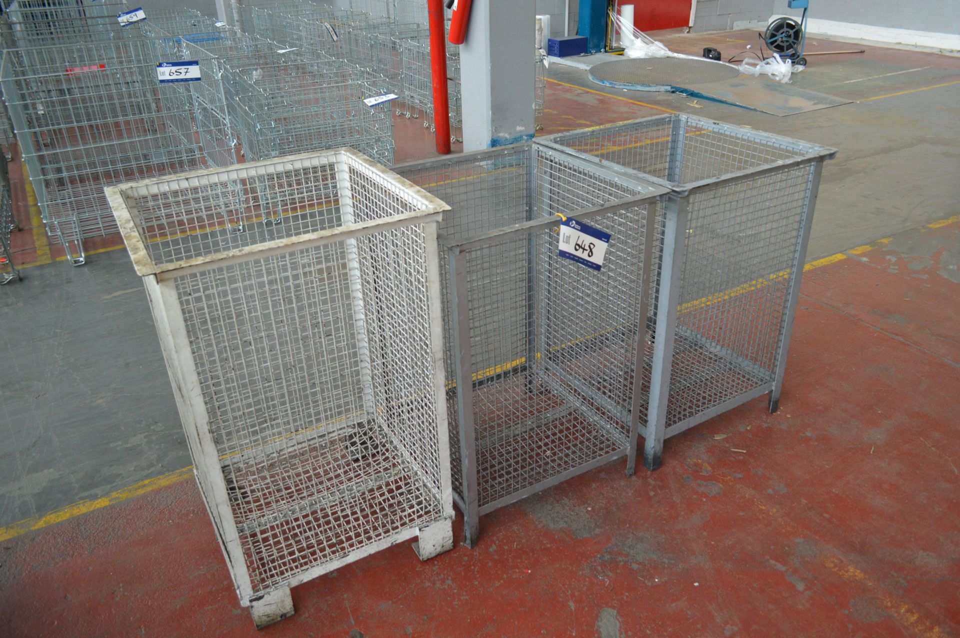 Three Steel Mesh Core Bins