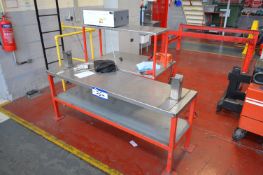 Two Stainless Steel Topped Metal Framed Tables