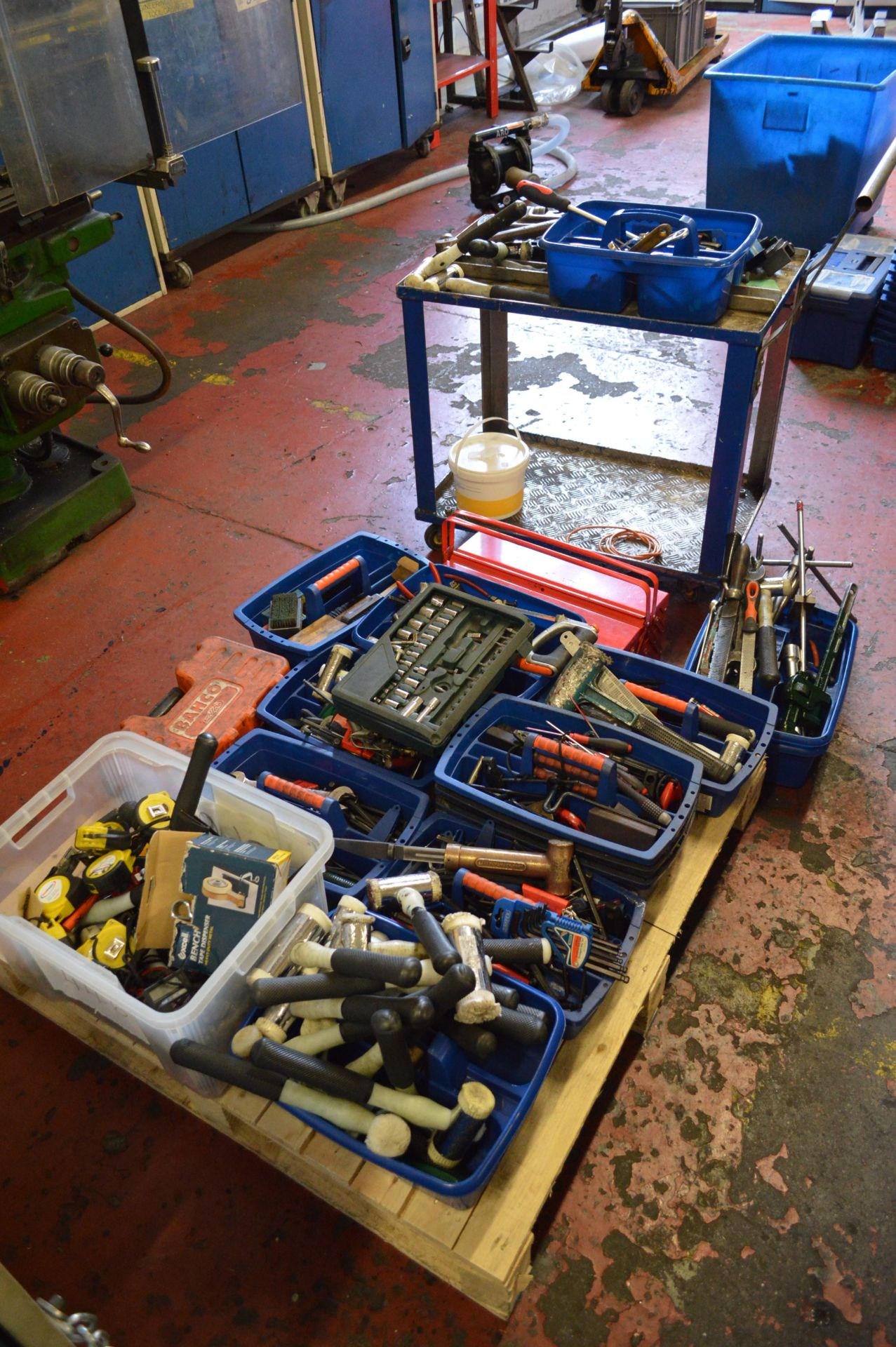 Quantity of Hand Tools, with two tier trolley (as