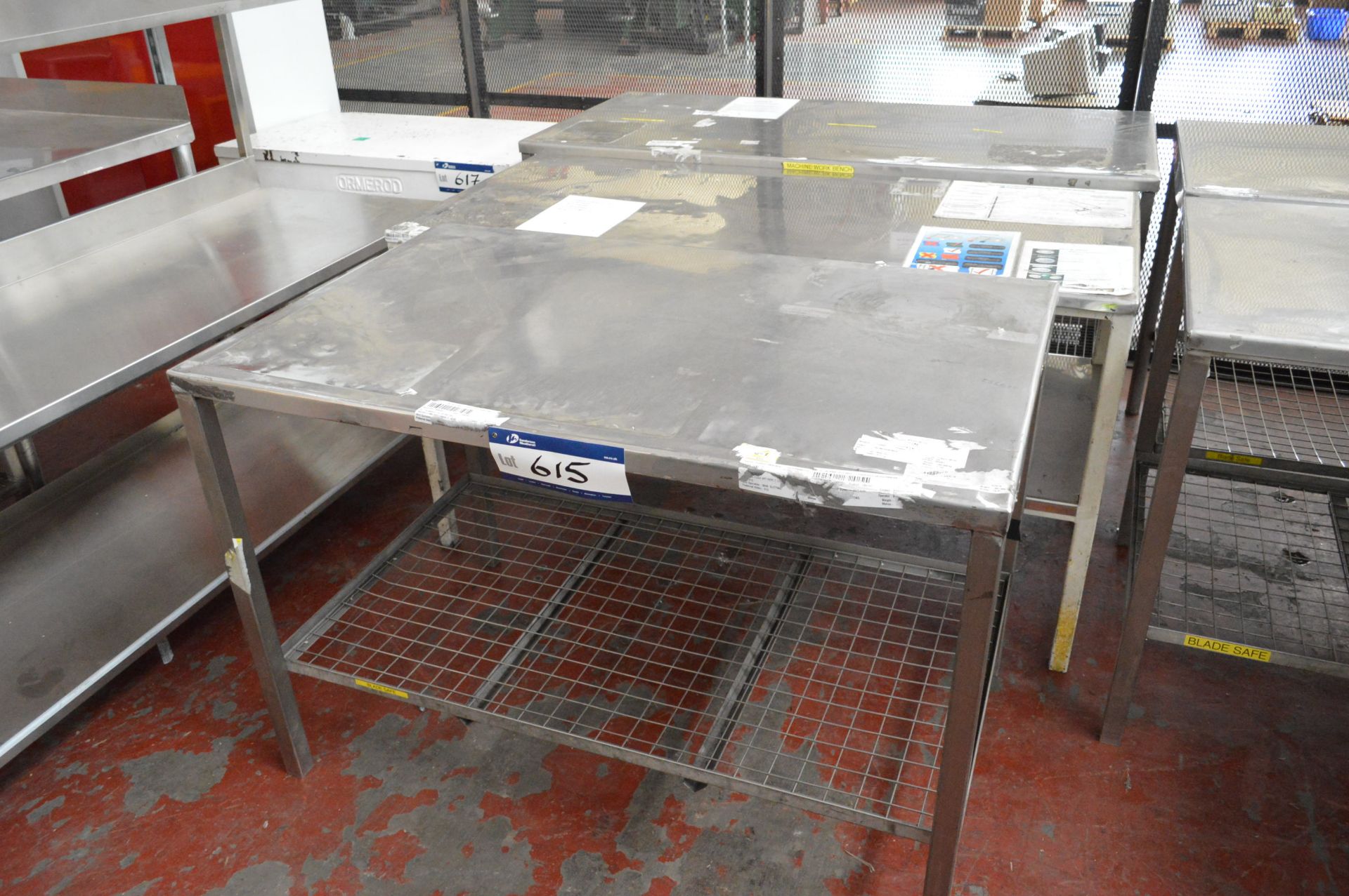 Two Stainless Steel Tables & One Steel Table