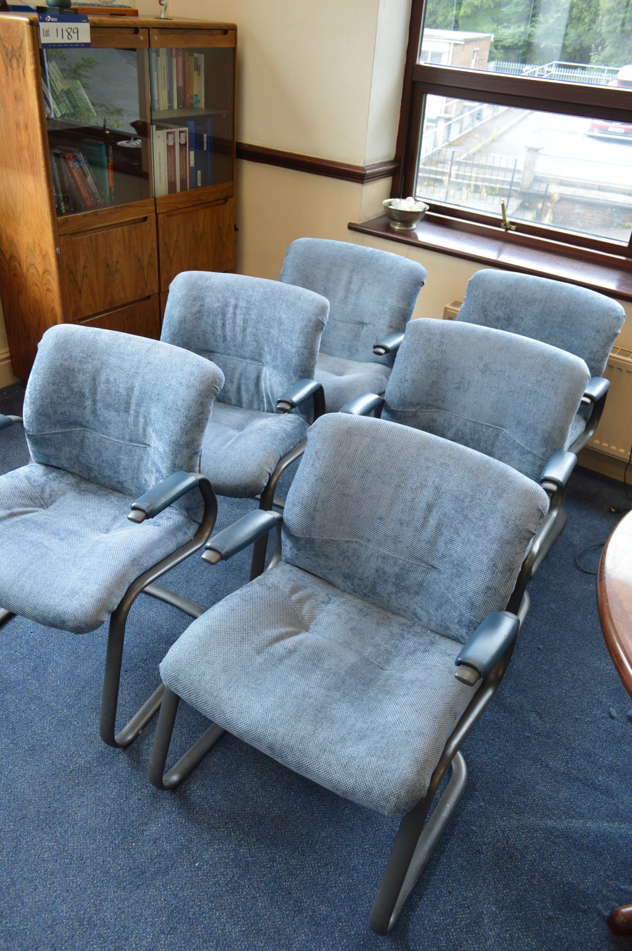 Six Velour Upholstered Armchairs