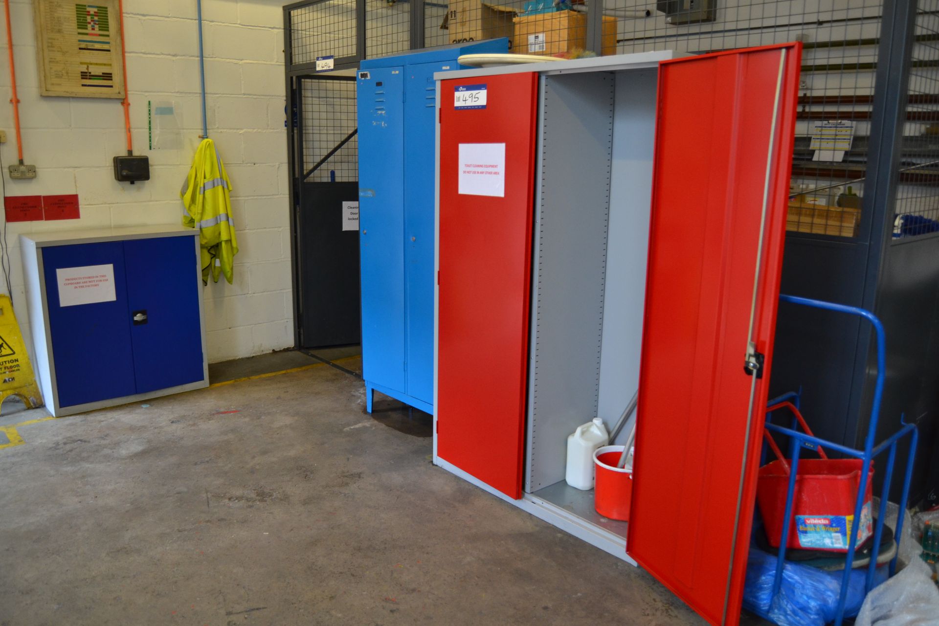 Two Steel Double Door Cupboards, locker unit and c