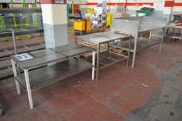 Two Stainless Steel Tables & One Steel Table