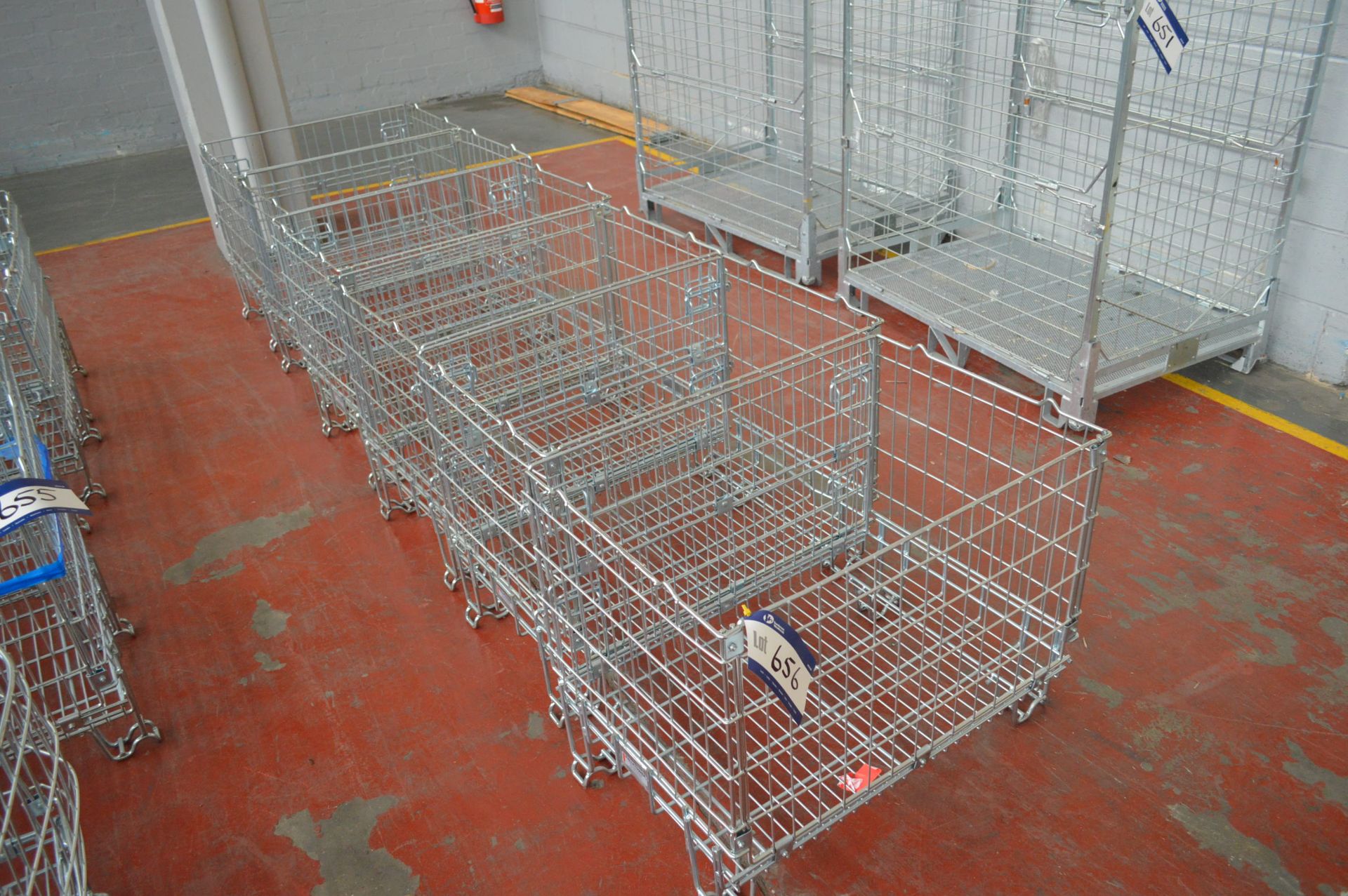 Six Palletower Steel Mesh Cages, 900mm x 550mm x 6