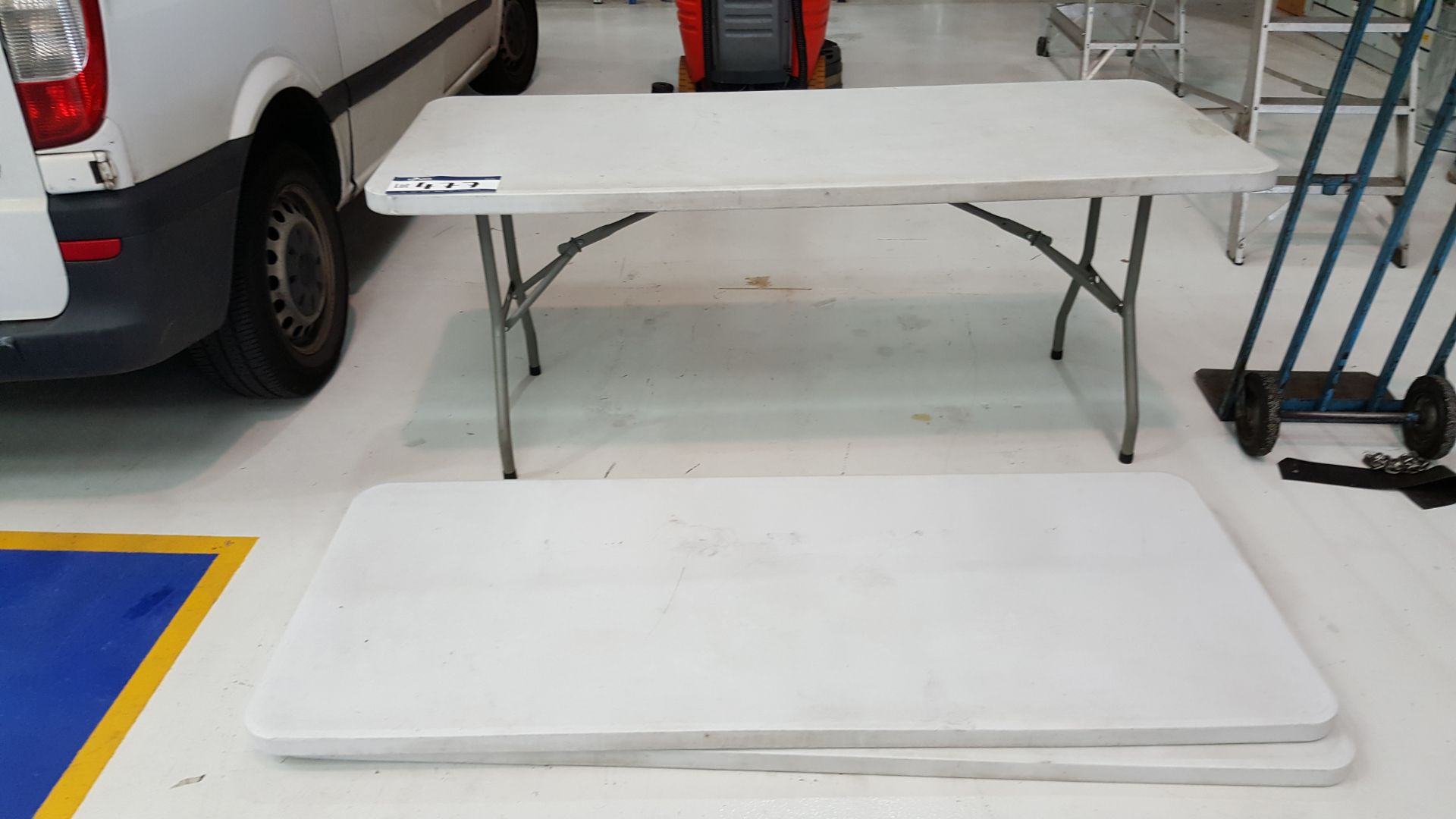 3 x Plastic Top Trestle Tables