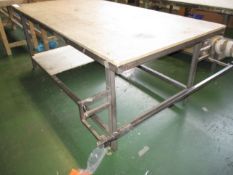 Steel Framed Packing Bench, 2.44m x 1.22m approx. with roll stand